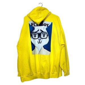 Playboy June 1967 Magazine Cover Graphic Hoodie Yellow Mens XL Streetwear